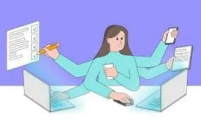 Filipino virtual assistant working from home at a desk